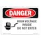 Signmission OSHA Danger Sign, 7" Height, 10" Width, Rigid Plastic, High Voltage Inside Do Not Enter, Landscape OS-DS-P-710-L-1332 - alternate 1